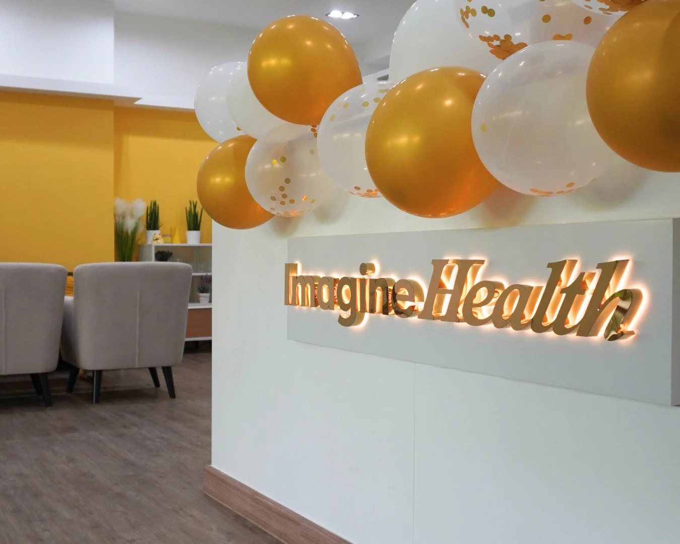 The reception area inside the ImagineHealth Longevity Lounge